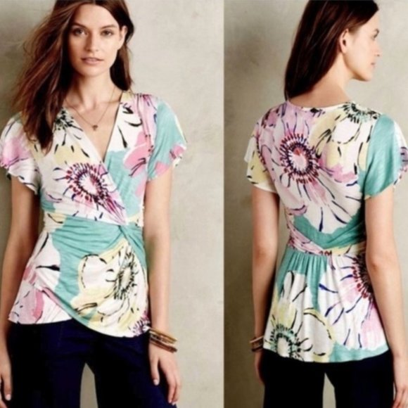 Anthropologie Tops - Anthropologie Deletta Azores Floral Knots Top